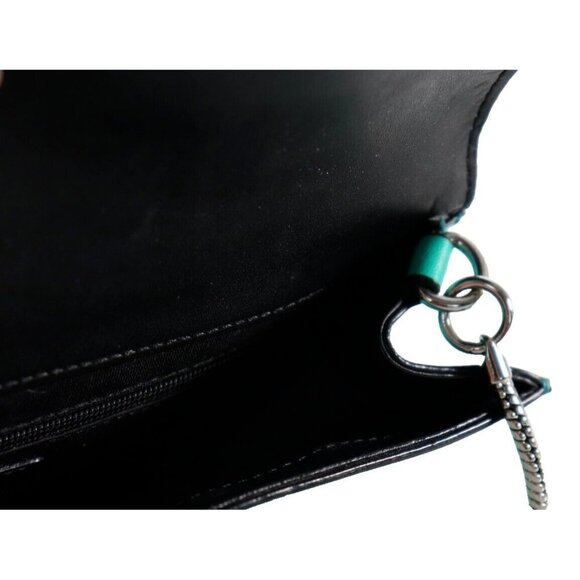 Milly Women's Small Teal Green Crossbody Purse Leather Chain Strap Clutch Bag - Picture 4 of 10